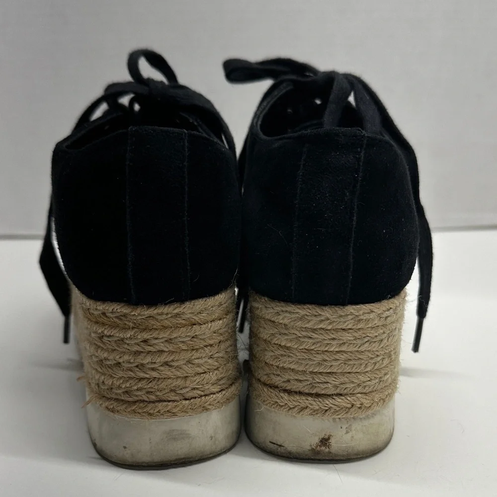Steve Madden Karma Espadrille Platform Sneakers Shoes Lace Up Black White Size 7